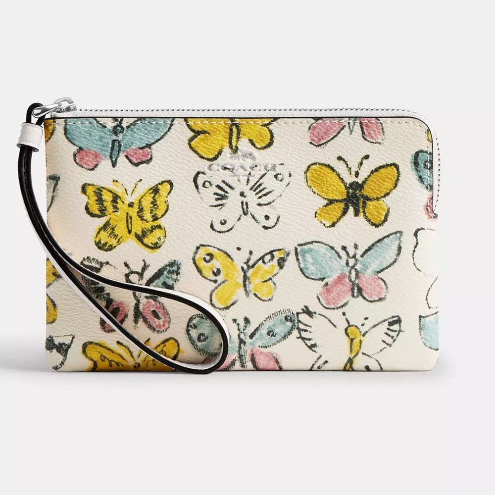 Coach Butterfly Print Clutch in Pastel Canvas